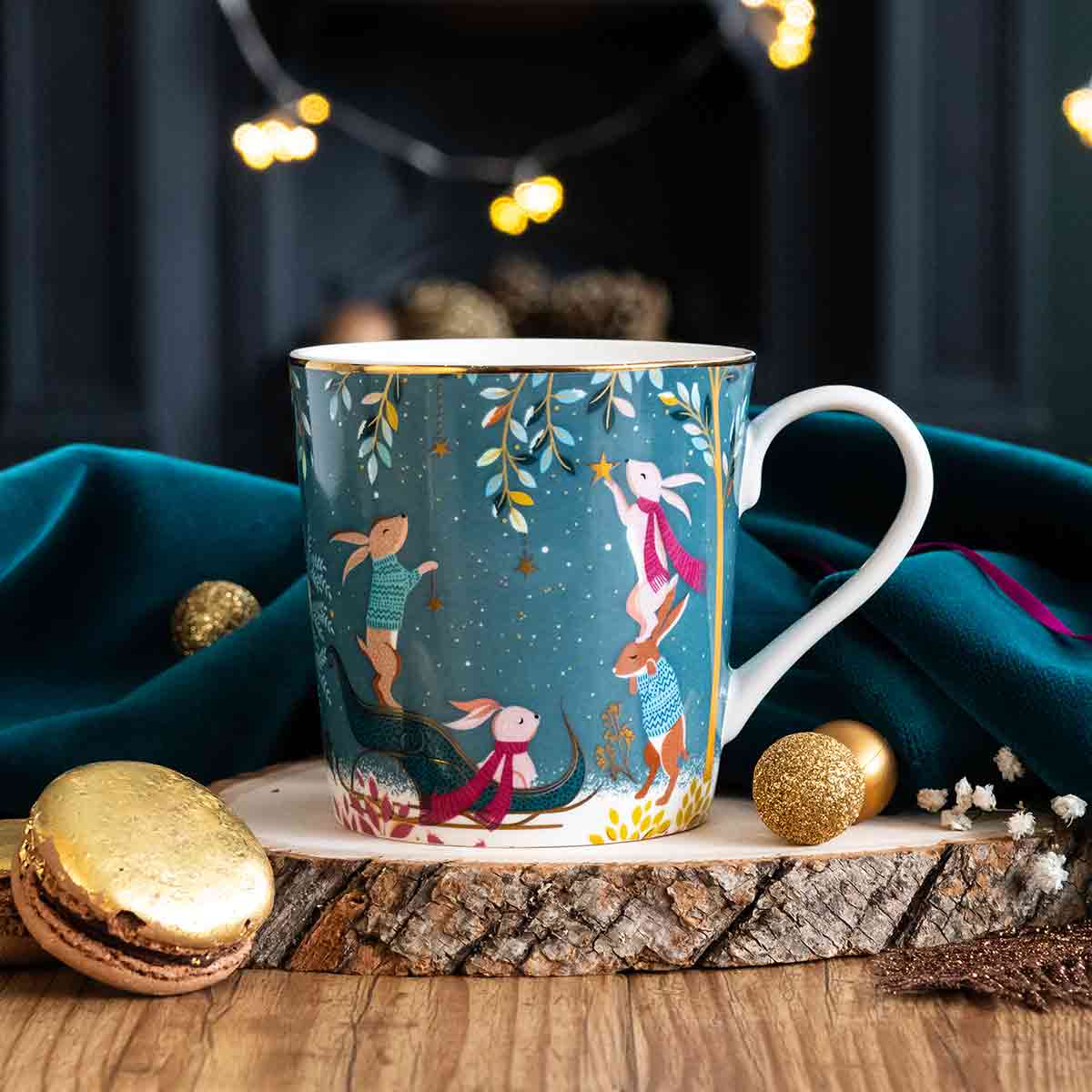 Sara Miller Woodland Tales Mug, Rabbit Sleigh image number null